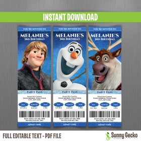 Frozen Birthday Ticket Invitations (Set 2)